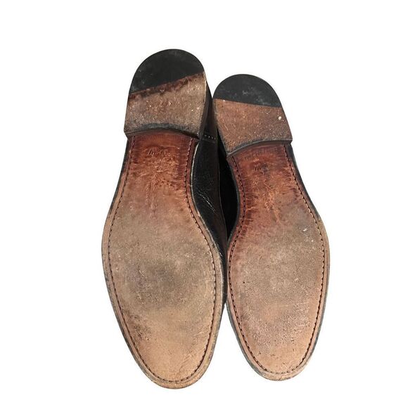 Mezlan Havana Loafer 10.5 Tassel Cap Toe Brogue Black Leather Vintage Dress Shoe - Picture 7 of 8